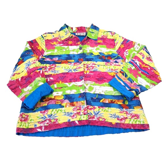 Patchwork Cut & Sew Button Down Jacket Womens XL‎ Bright Festive Floral Cottage - Picture 9 of 12